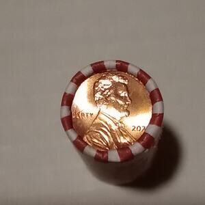 2025 P Uncirculated Lincoln Shield Penny (1 Roll ) BU Red Bank Wrapped Roll.